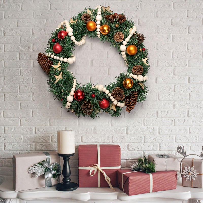 GWHOLE 2Pcs Christmas Wooden Beads Garland 7.2ft Wood Bead Christmas Tree Decor Boho Ornament for Christmas Holiday Party Farmhouse Mantle Decoration - Image 4